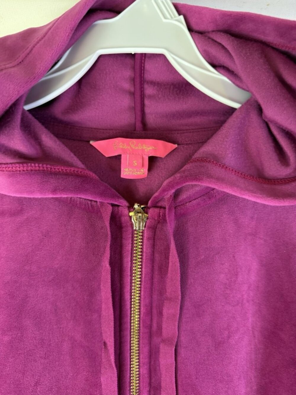Lilly Pulitzer Larina Velour Zip Up Hoodie Hooded Sweatshirt Purple - Picture 7 of 11